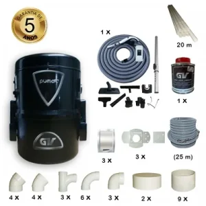 Pack Máquina de Aspiração Central Super Mini c/ 3 Tomadas - GV