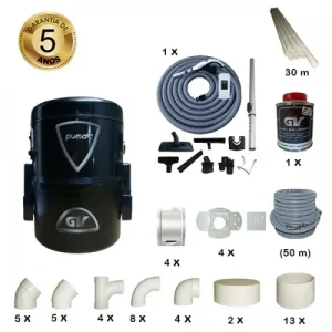 Pack Máquina de Aspiração Central Super Mini c/ 4 Tomadas - GV