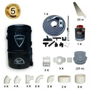 Pack Máquina de Aspiração Central Mini S c/ 3 Tomadas - GV